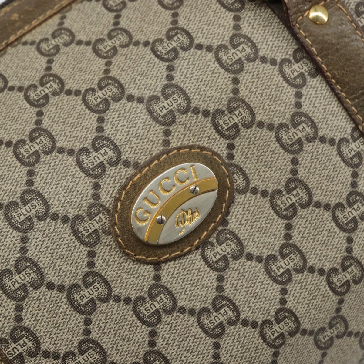 GUCCI GG Plus Supreme Boston Bag PVC Beige Gold Auth 166725