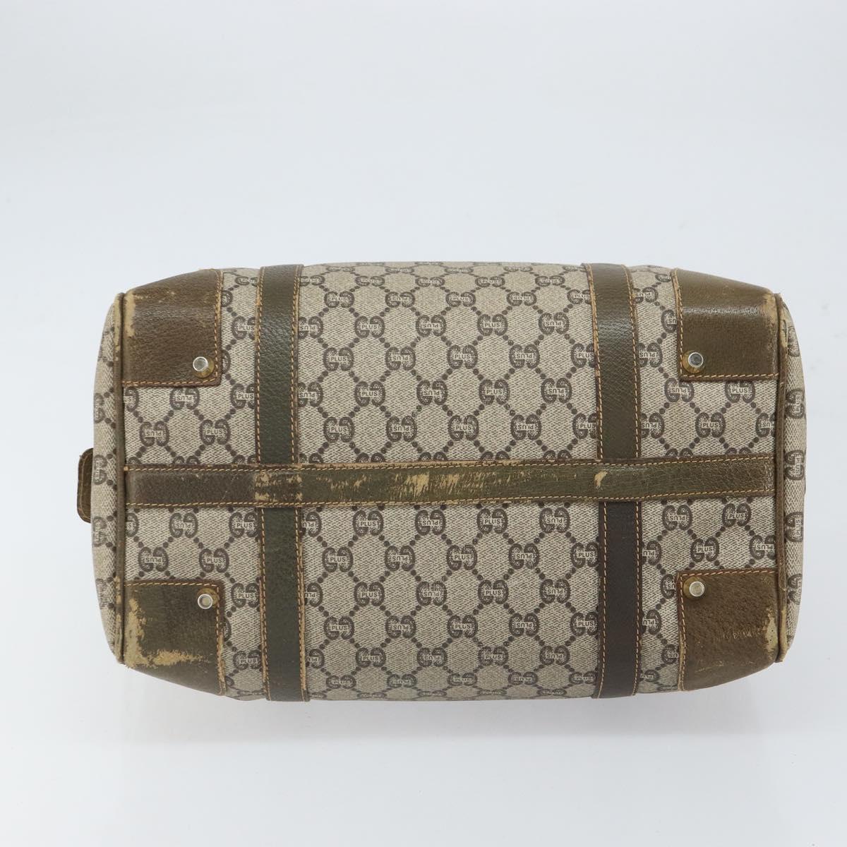 GUCCI GG Plus Supreme Boston Bag PVC Beige Gold Auth 166725