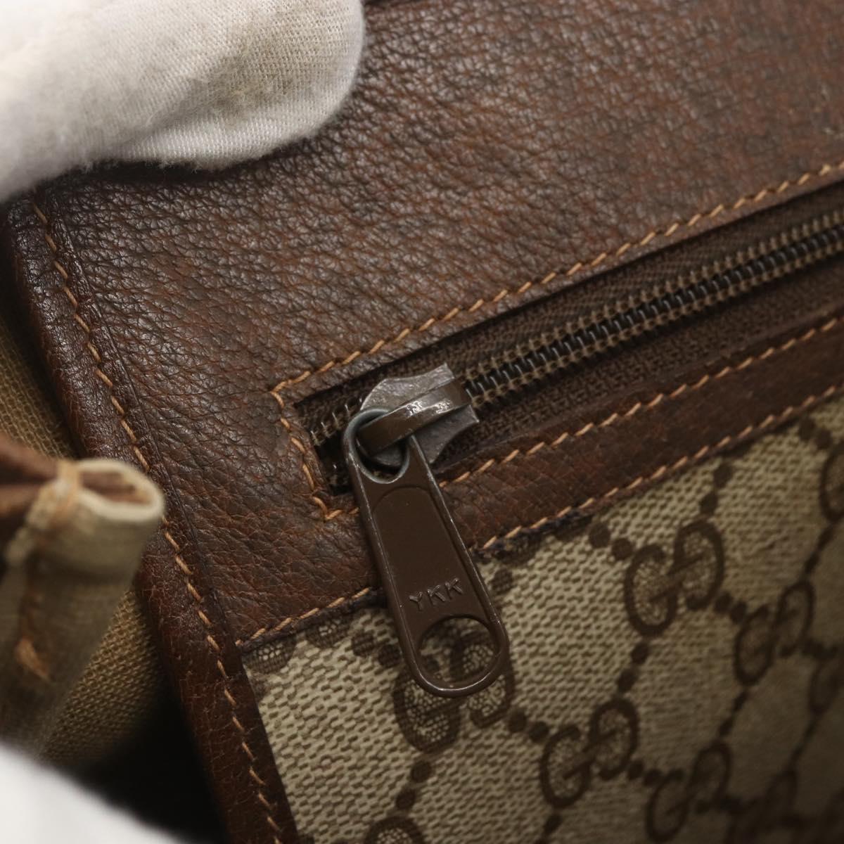 GUCCI GG Supreme Web Sherry Line Bag PVC Beige Gold Red 39 02 091 Auth 166726
