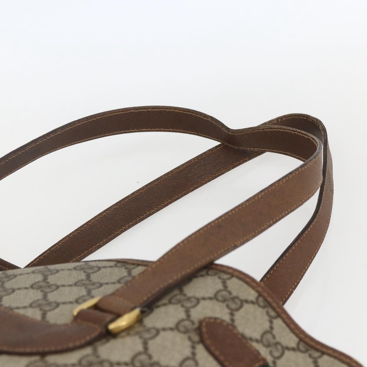 GUCCI GG Supreme Web Sherry Line Bag PVC Beige Gold Red 39 02 091 Auth 166726