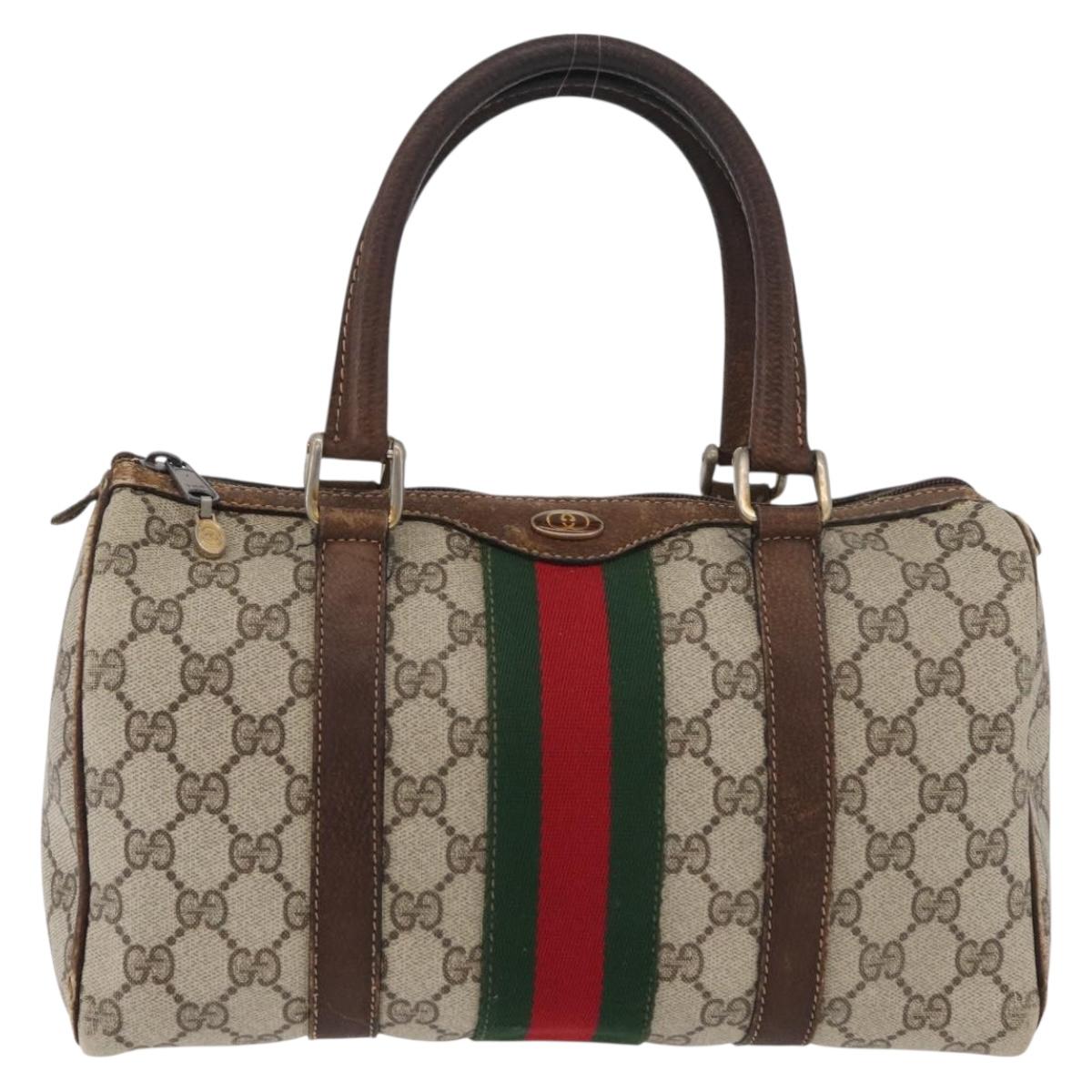 GUCCI GG Supreme Web Sherry Line Bag PVC Beige Red 012 3841 58 Auth 166727