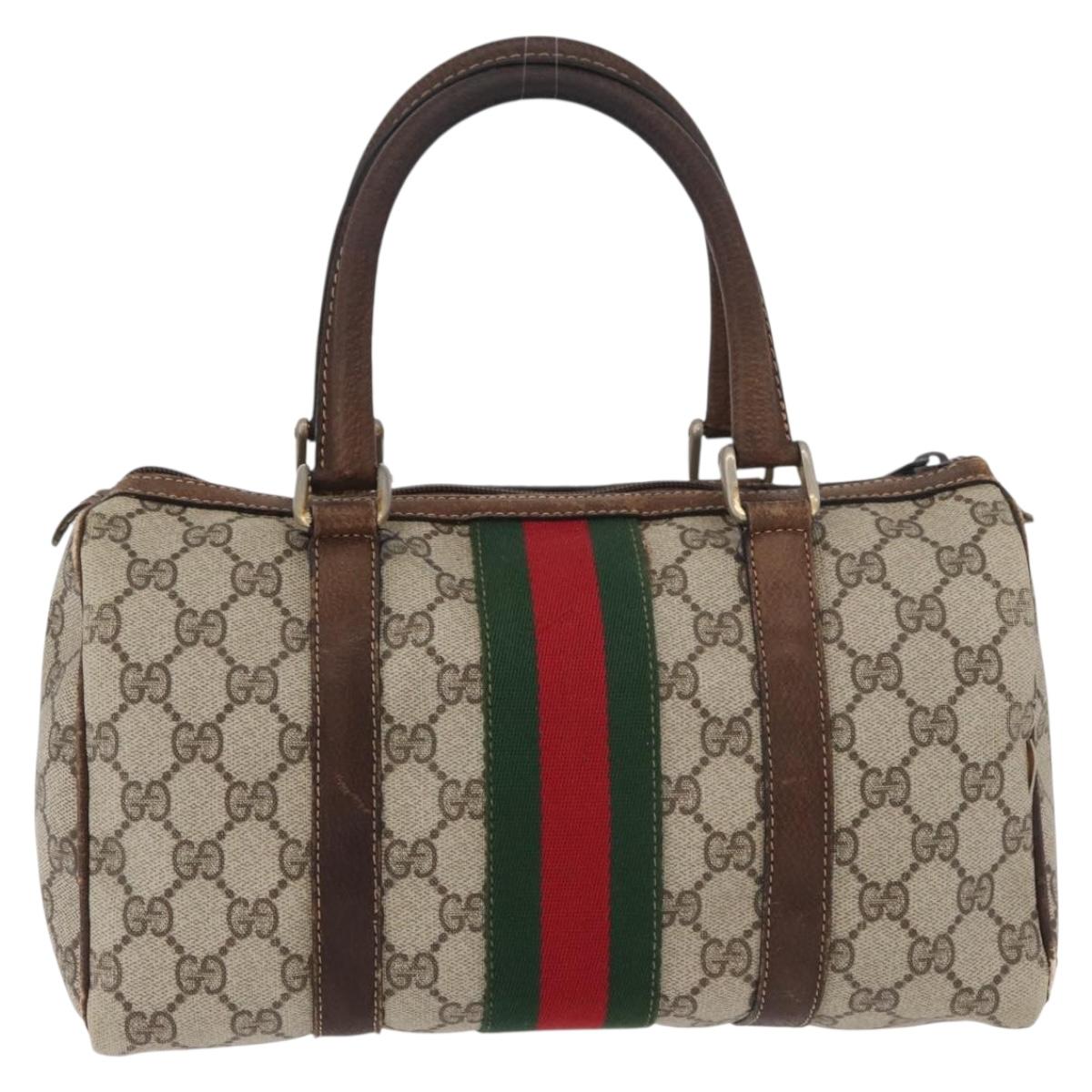 GUCCI GG Supreme Web Sherry Line Bag PVC Beige Red 012 3841 58 Auth 166727
