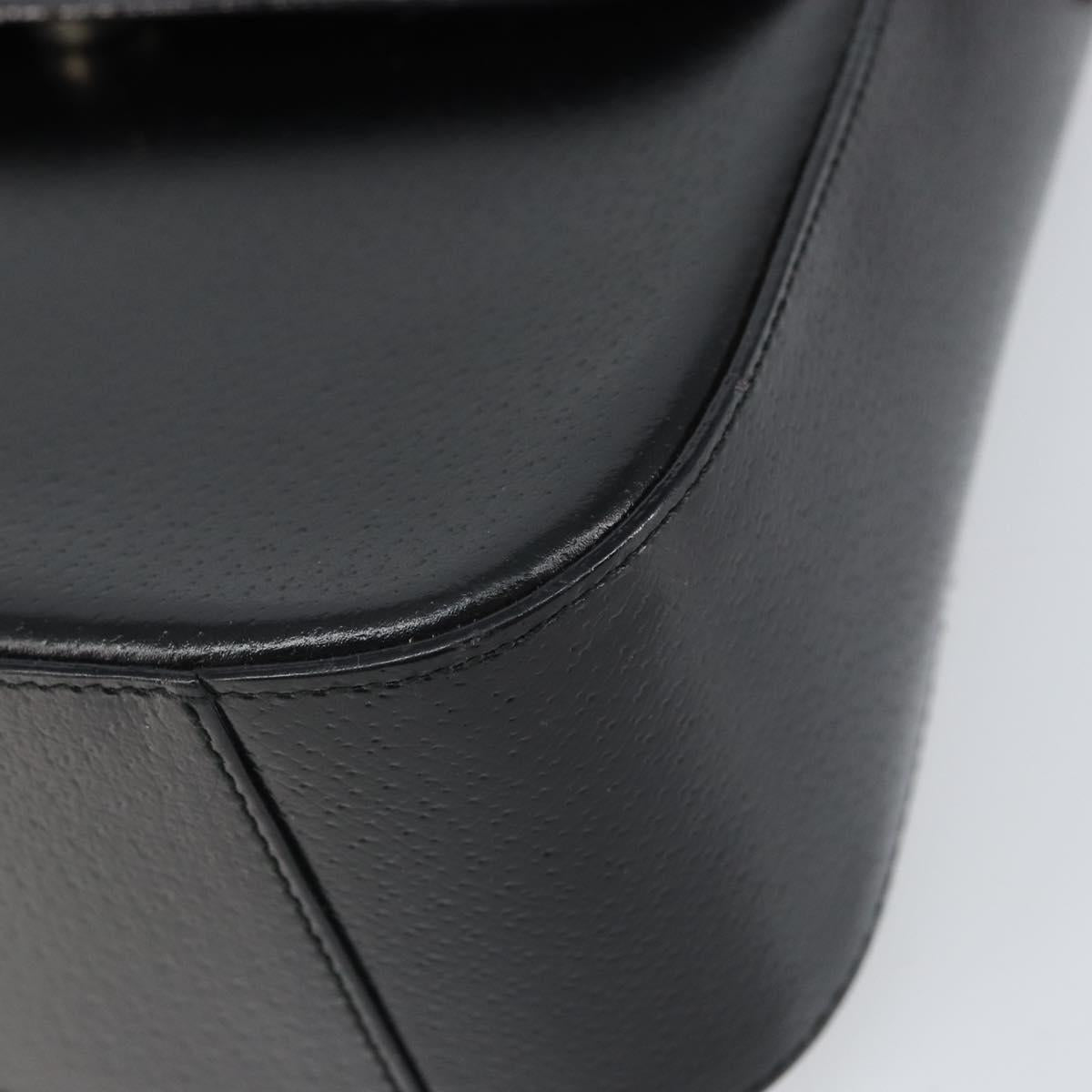 GUCCI Shoulder Bag Leather Black Silver Auth 166730