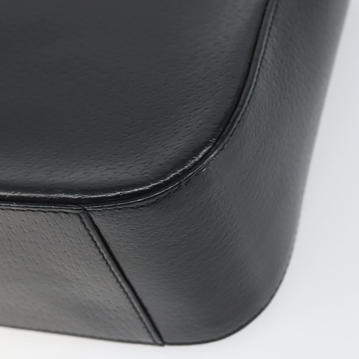 GUCCI Shoulder Bag Leather Black Silver Auth 166730