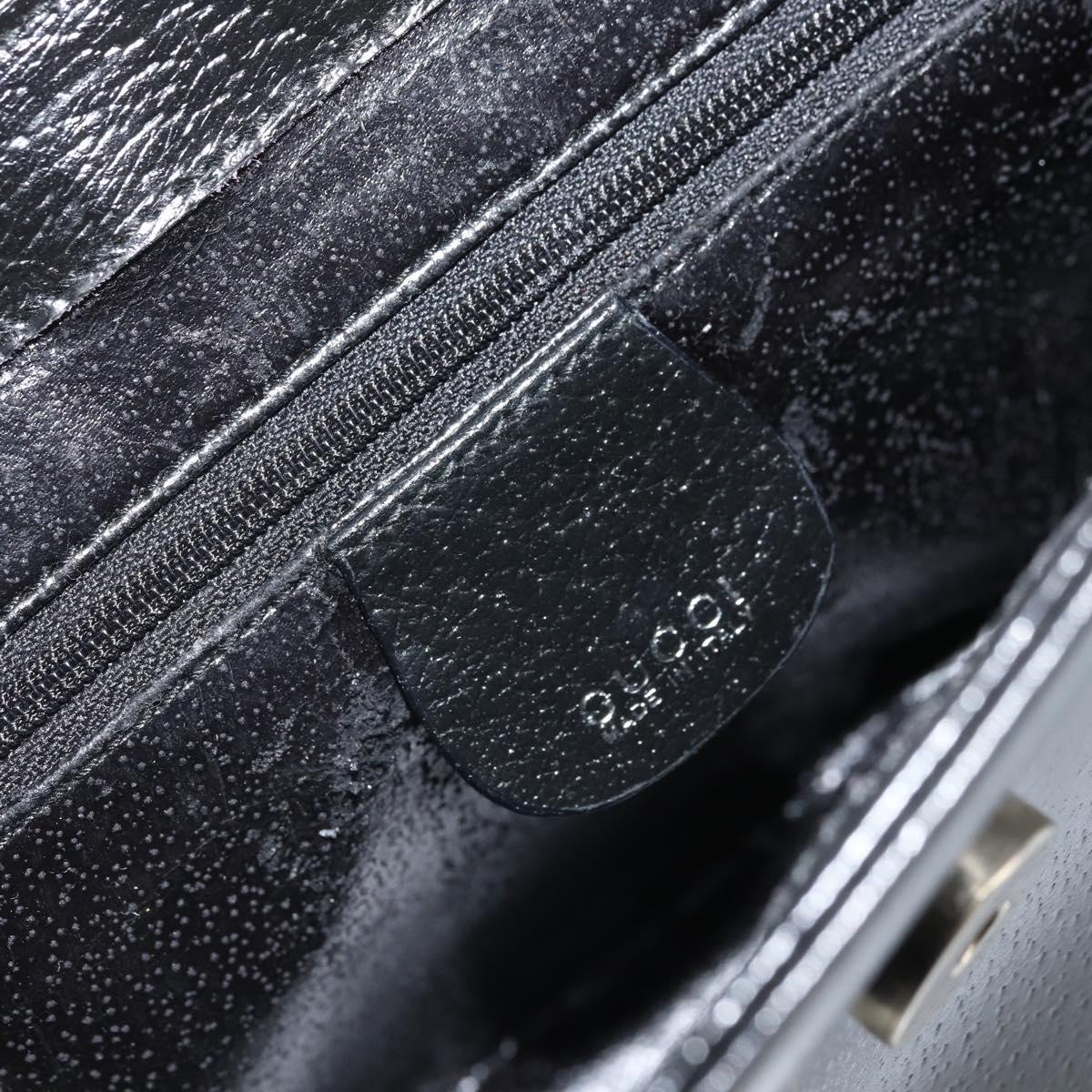 GUCCI Shoulder Bag Leather Black Silver Auth 166730