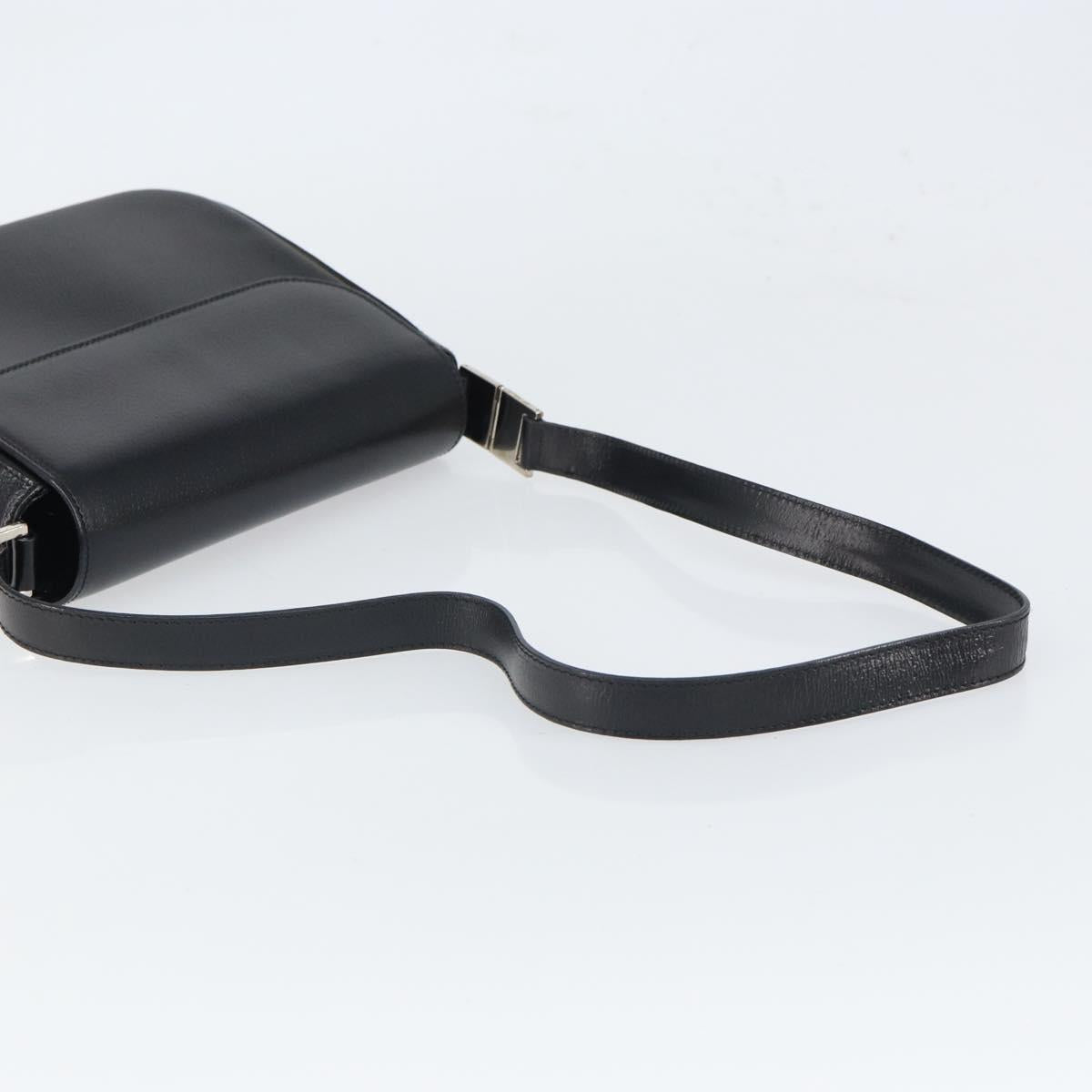 GUCCI Shoulder Bag Leather Black Silver Auth 166730