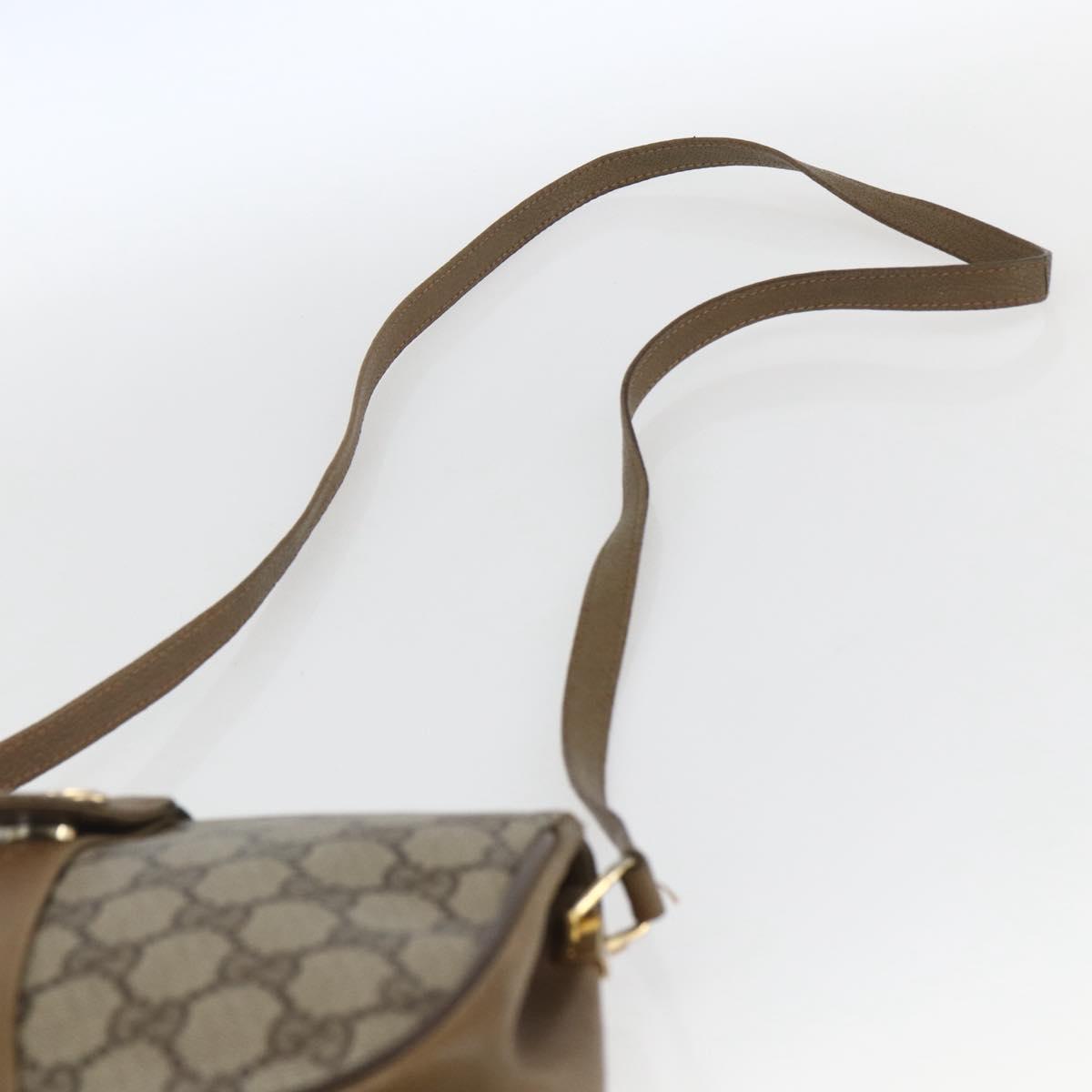 GUCCI GG Supreme Web Sherry Line Bag PVC Beige Gold 116 02 02 Auth 166731