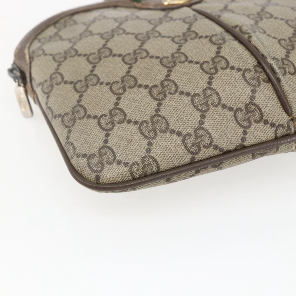 GUCCI GG Supreme Web Sherry Line Bag PVC Beige Gold 904 02 047 Auth 166732