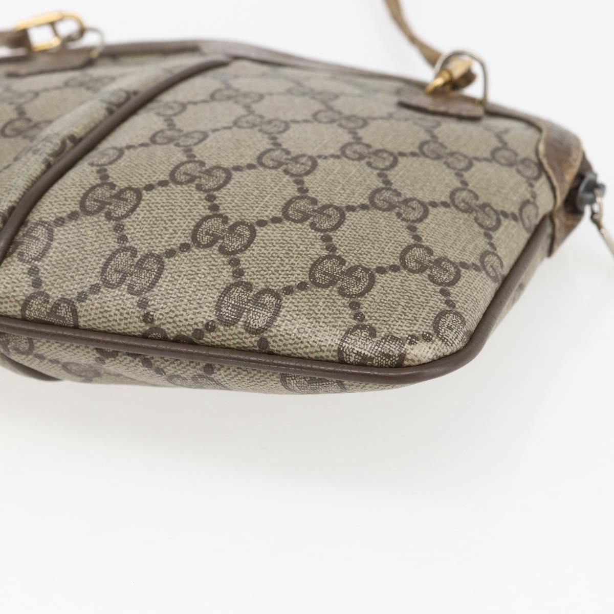 GUCCI GG Supreme Web Sherry Line Bag PVC Beige Gold 904 02 047 Auth 166732
