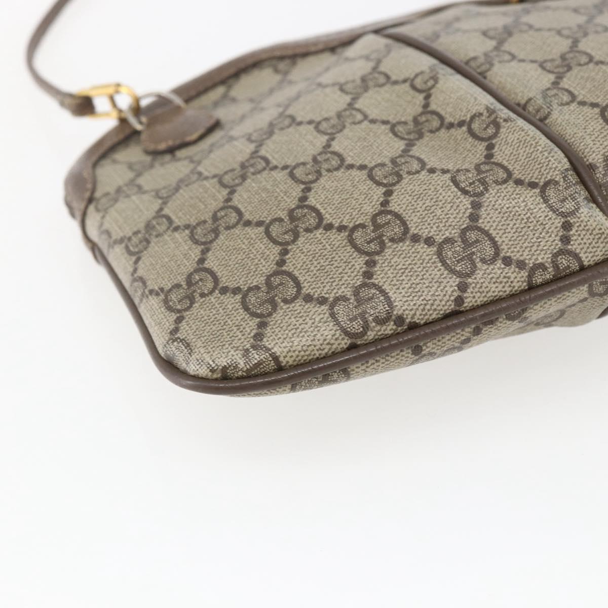 GUCCI GG Supreme Web Sherry Line Bag PVC Beige Gold 904 02 047 Auth 166732