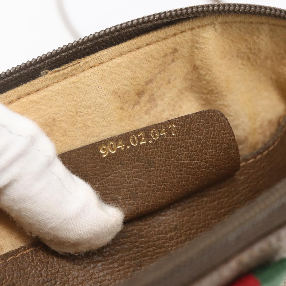 GUCCI GG Supreme Web Sherry Line Bag PVC Beige Gold 904 02 047 Auth 166732