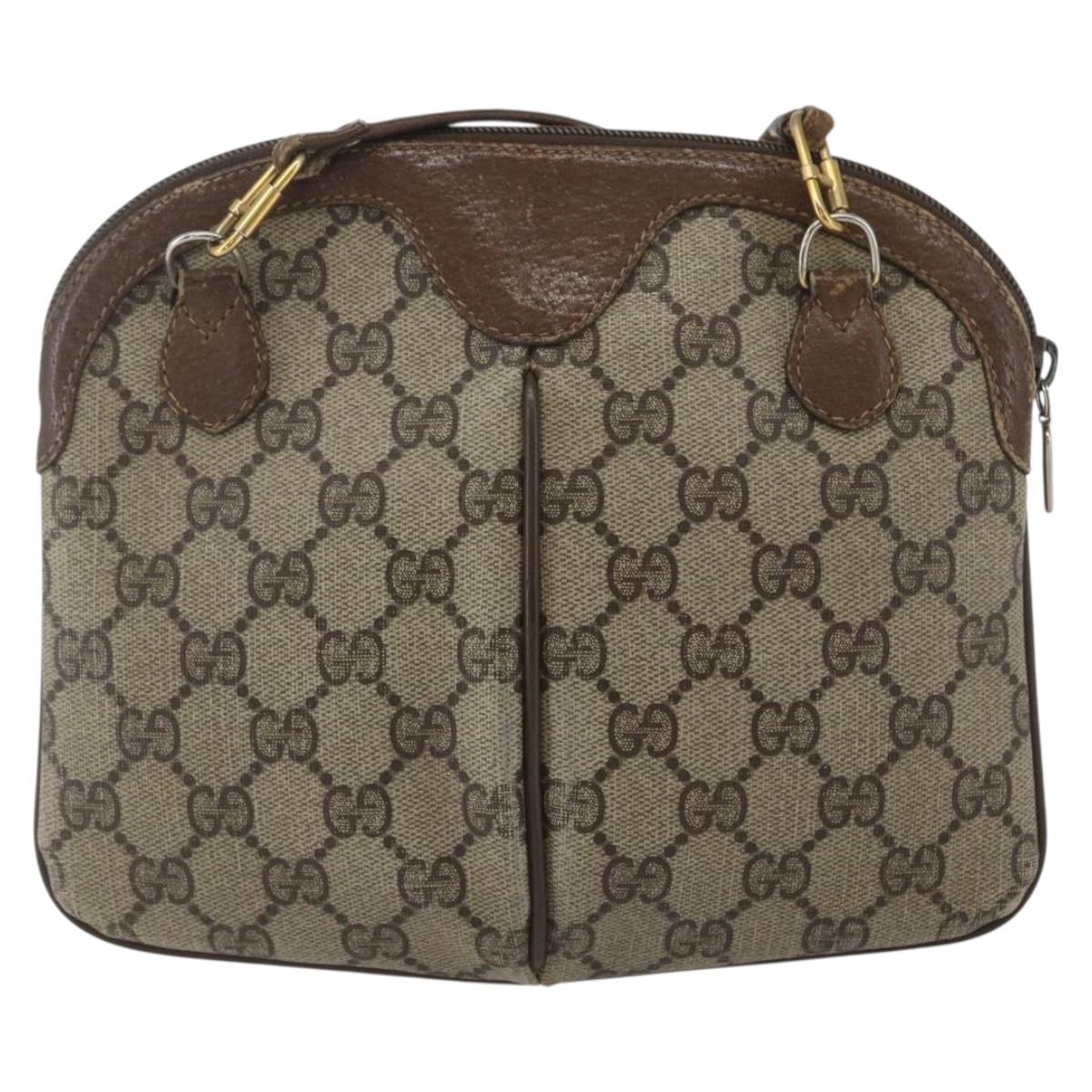 GUCCI GG Supreme Web Sherry Line Bag PVC Beige Gold 904 02 047 Auth 166732