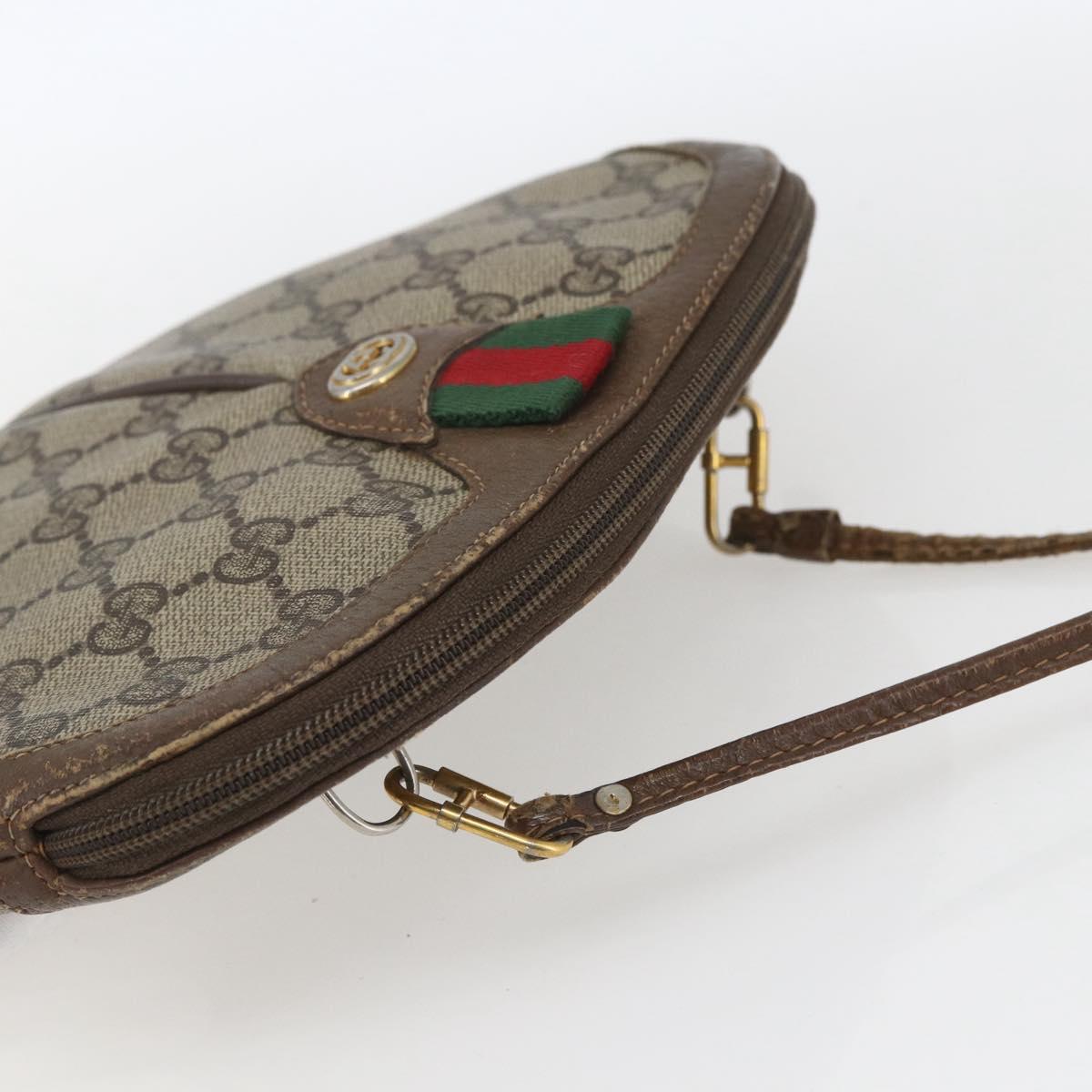 GUCCI GG Supreme Web Sherry Line Bag PVC Beige Gold 904 02 047 Auth 166732