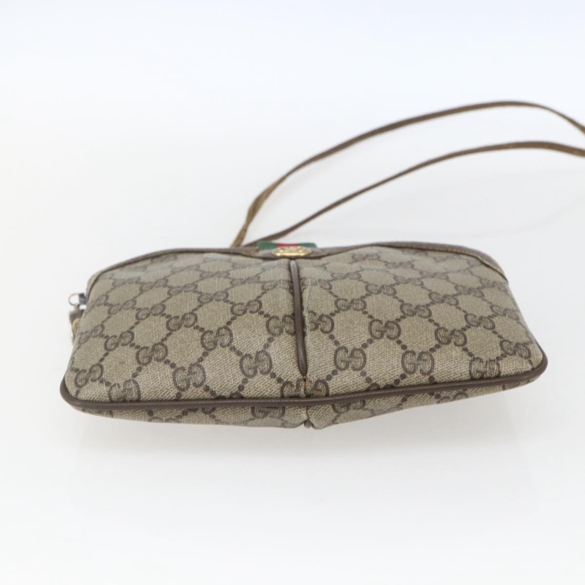GUCCI GG Supreme Web Sherry Line Bag PVC Beige Gold 904 02 047 Auth 166732