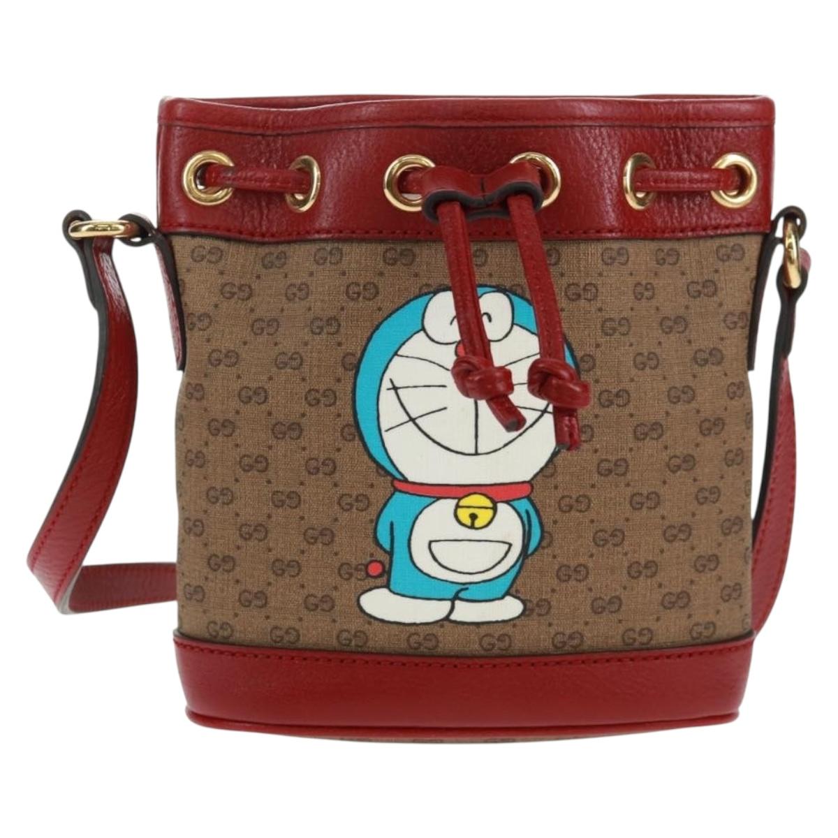 GUCCI Micro GG Supreme Doraemon collaboration Bag PVC Beige 647801 Auth 166733SAM