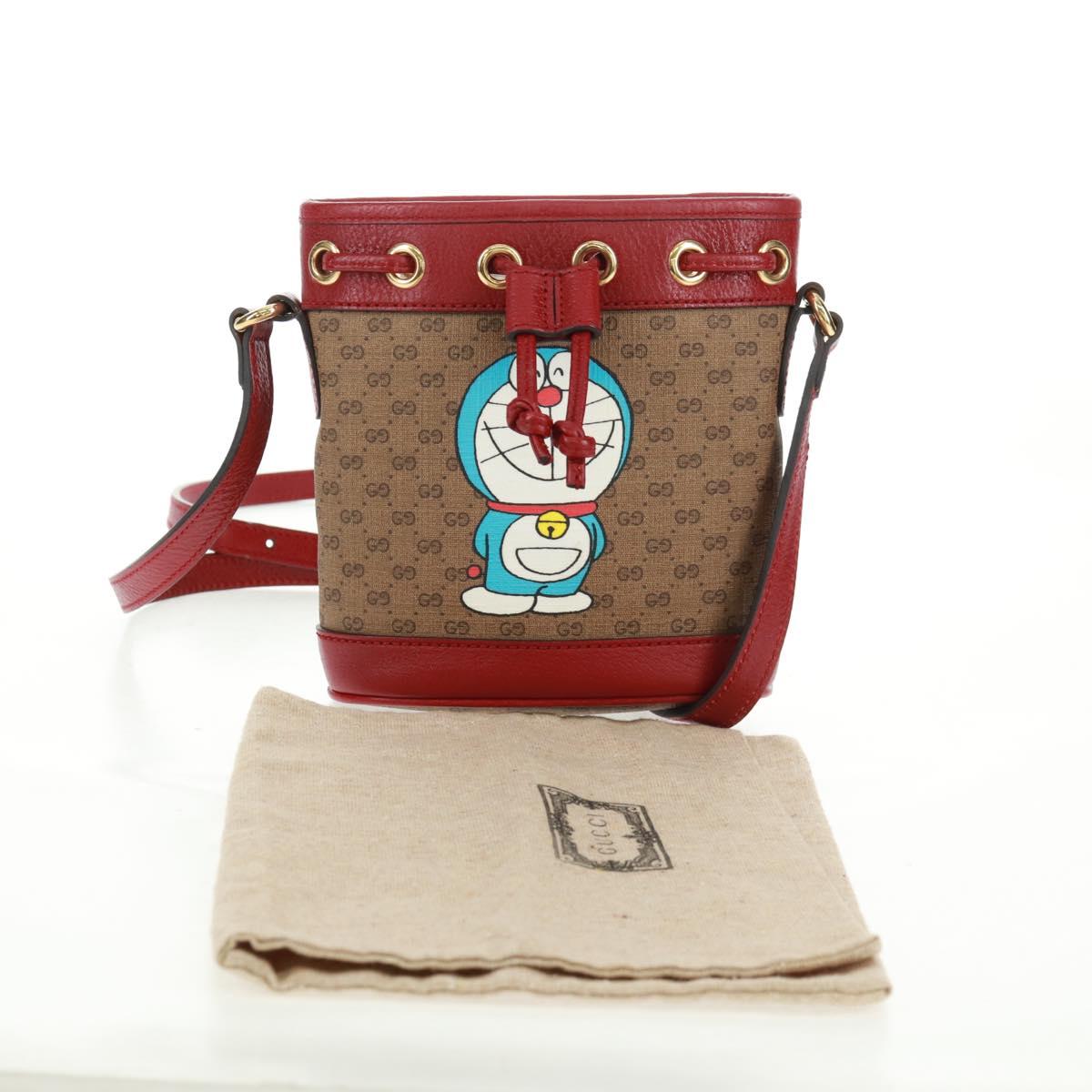 GUCCI Micro GG Supreme Doraemon collaboration Bag PVC Beige 647801 Auth 166733SAM