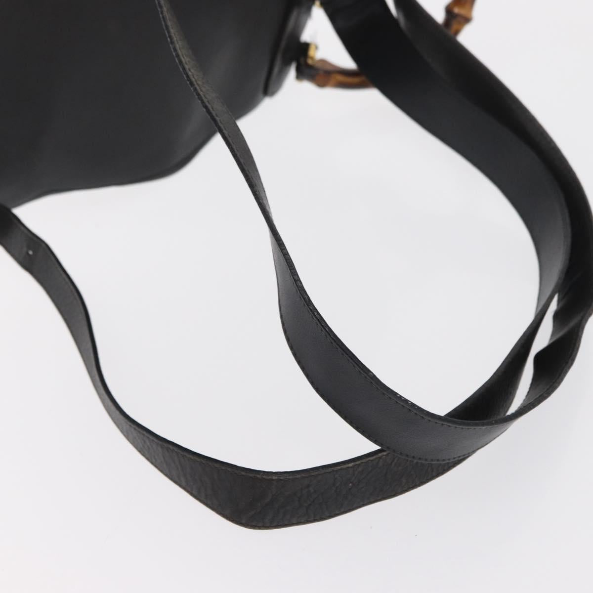 GUCCI Bamboo Backpack Leather Black Gold 003 2058 0016 Auth 166739