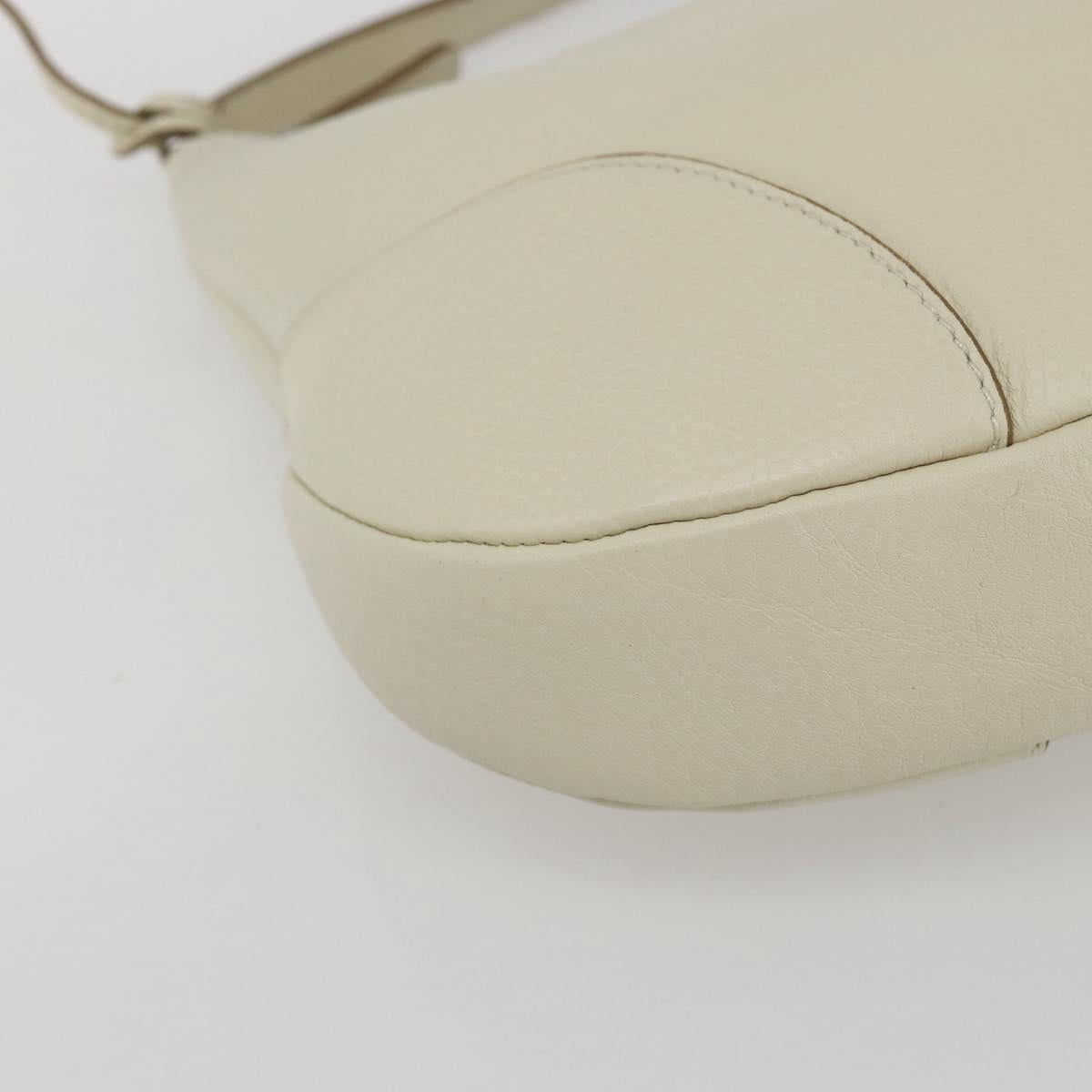 Salvatore Ferragamo Gancini Shoulder Bag Leather Silver White Auth 166742