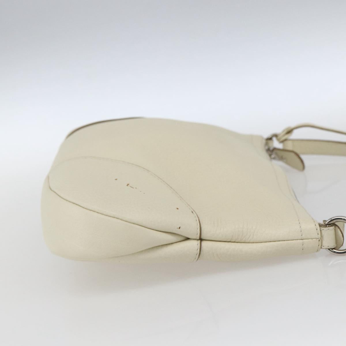 Salvatore Ferragamo Gancini Shoulder Bag Leather Silver White Auth 166742