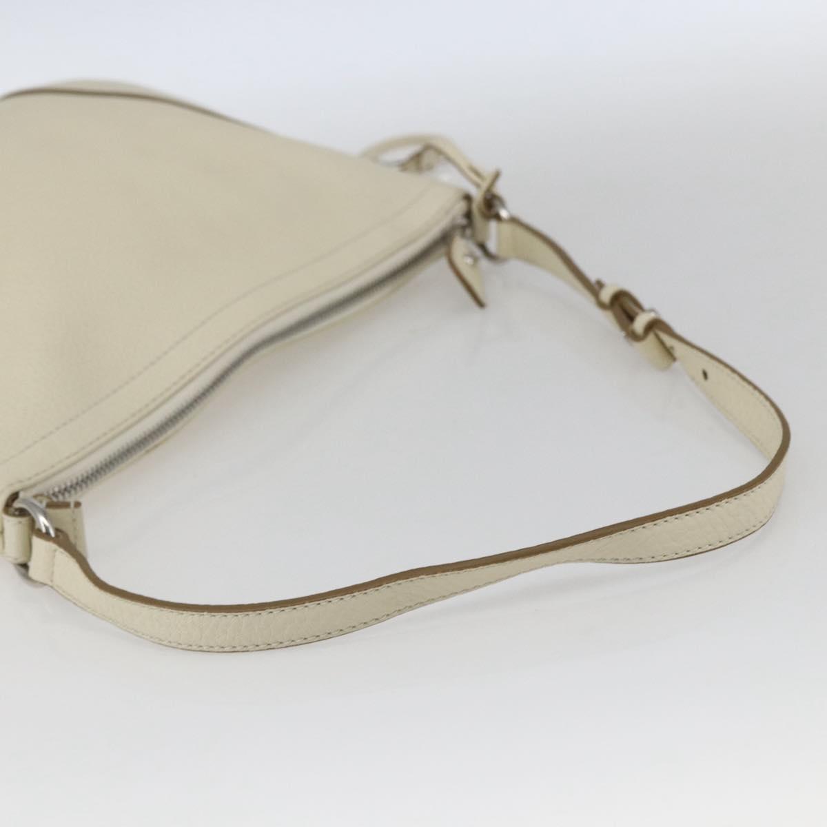 Salvatore Ferragamo Gancini Shoulder Bag Leather Silver White Auth 166742