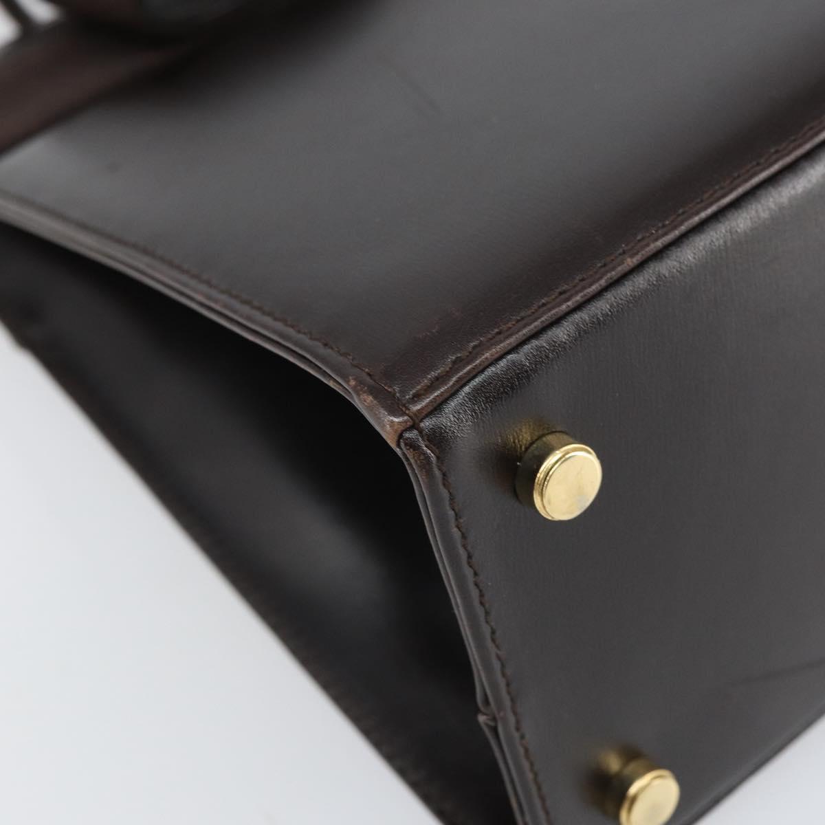 Salvatore Ferragamo Vala Hand Bag Leather Brown Gold Auth 166743