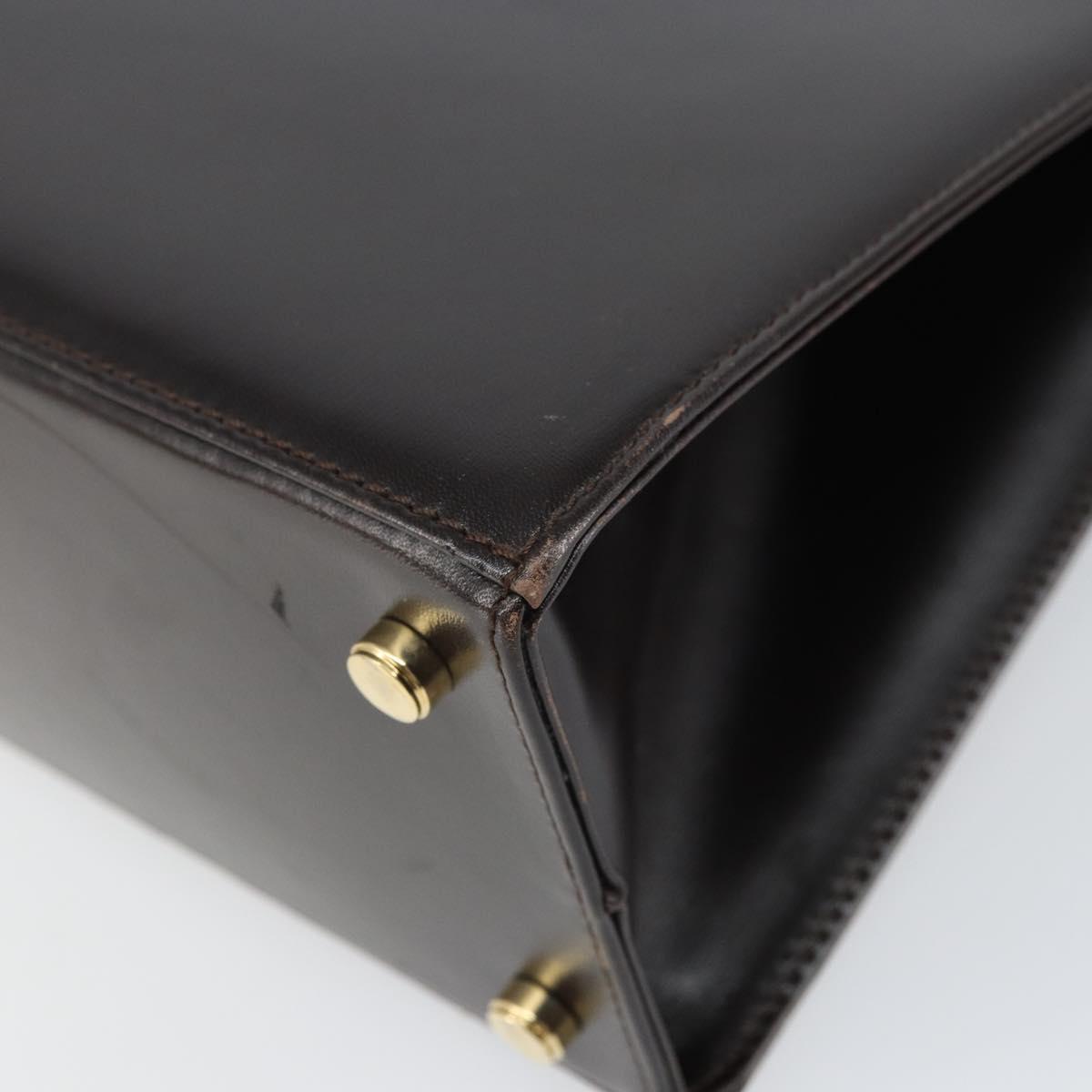 Salvatore Ferragamo Vala Hand Bag Leather Brown Gold Auth 166743