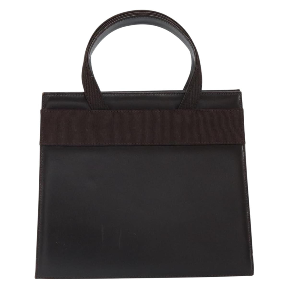 Salvatore Ferragamo Vala Hand Bag Leather Brown Gold Auth 166743