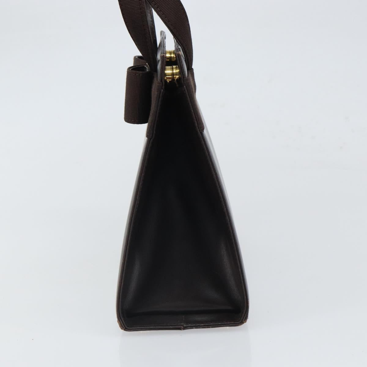 Salvatore Ferragamo Vala Hand Bag Leather Brown Gold Auth 166743