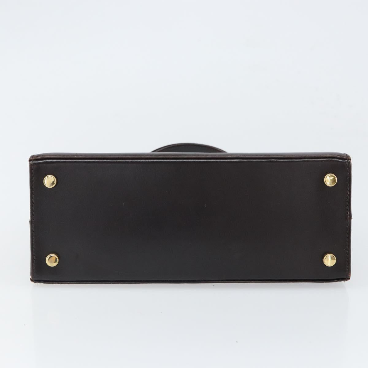 Salvatore Ferragamo Vala Hand Bag Leather Brown Gold Auth 166743