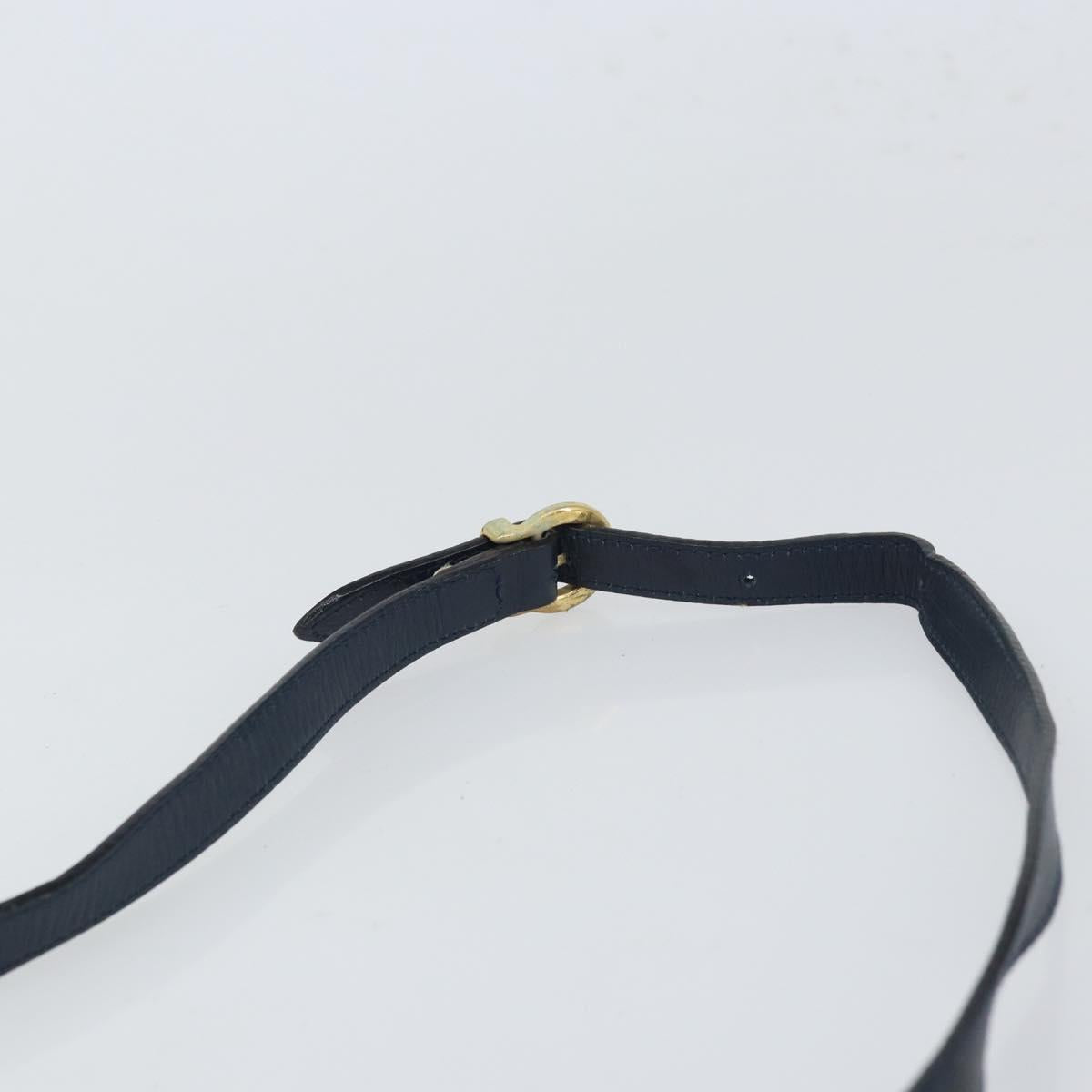 Salvatore Ferragamo Shoulder Bag Leather Navy Gold Auth 166744