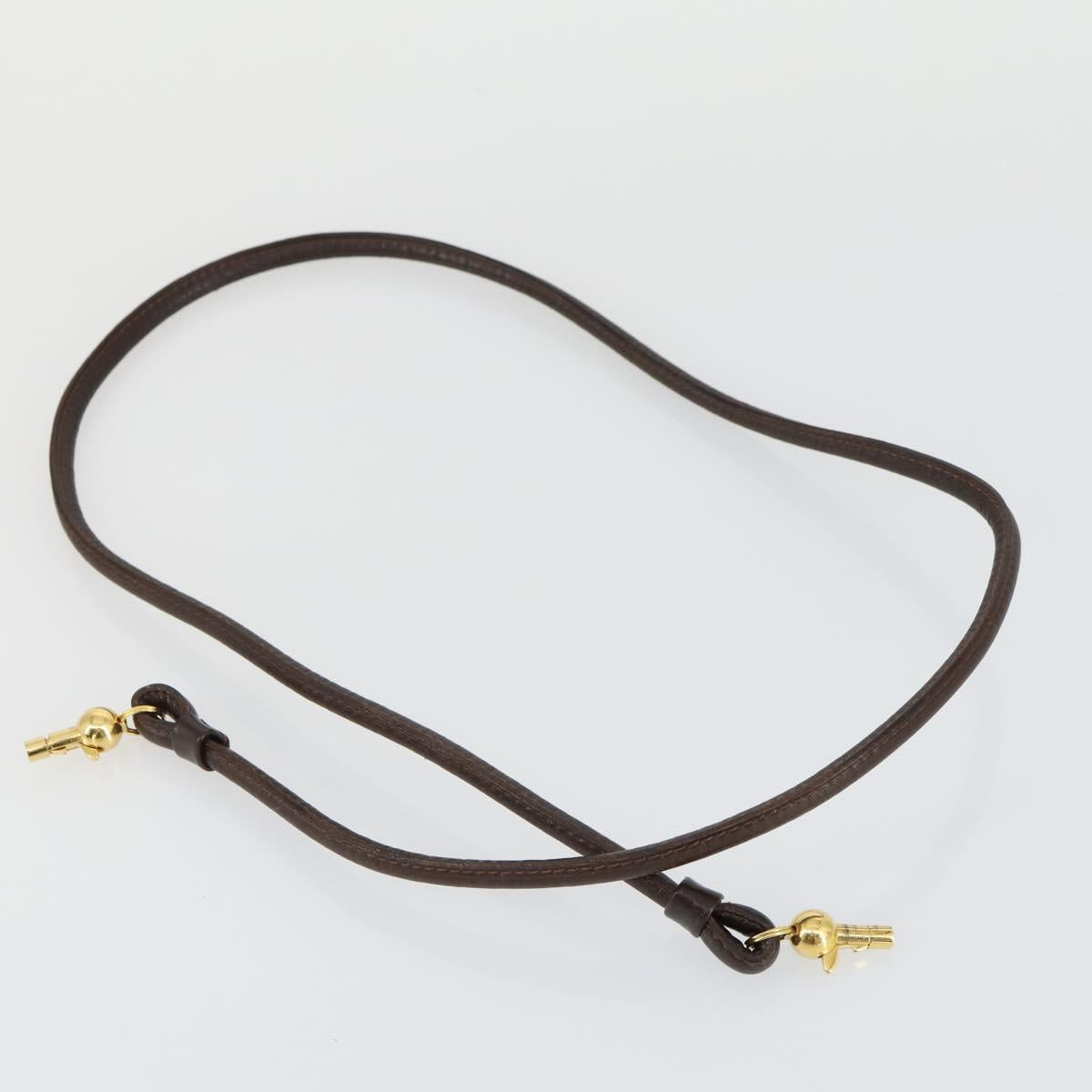 GUCCI Chain Shoulder Bag Leather Brown Gold Auth 166746