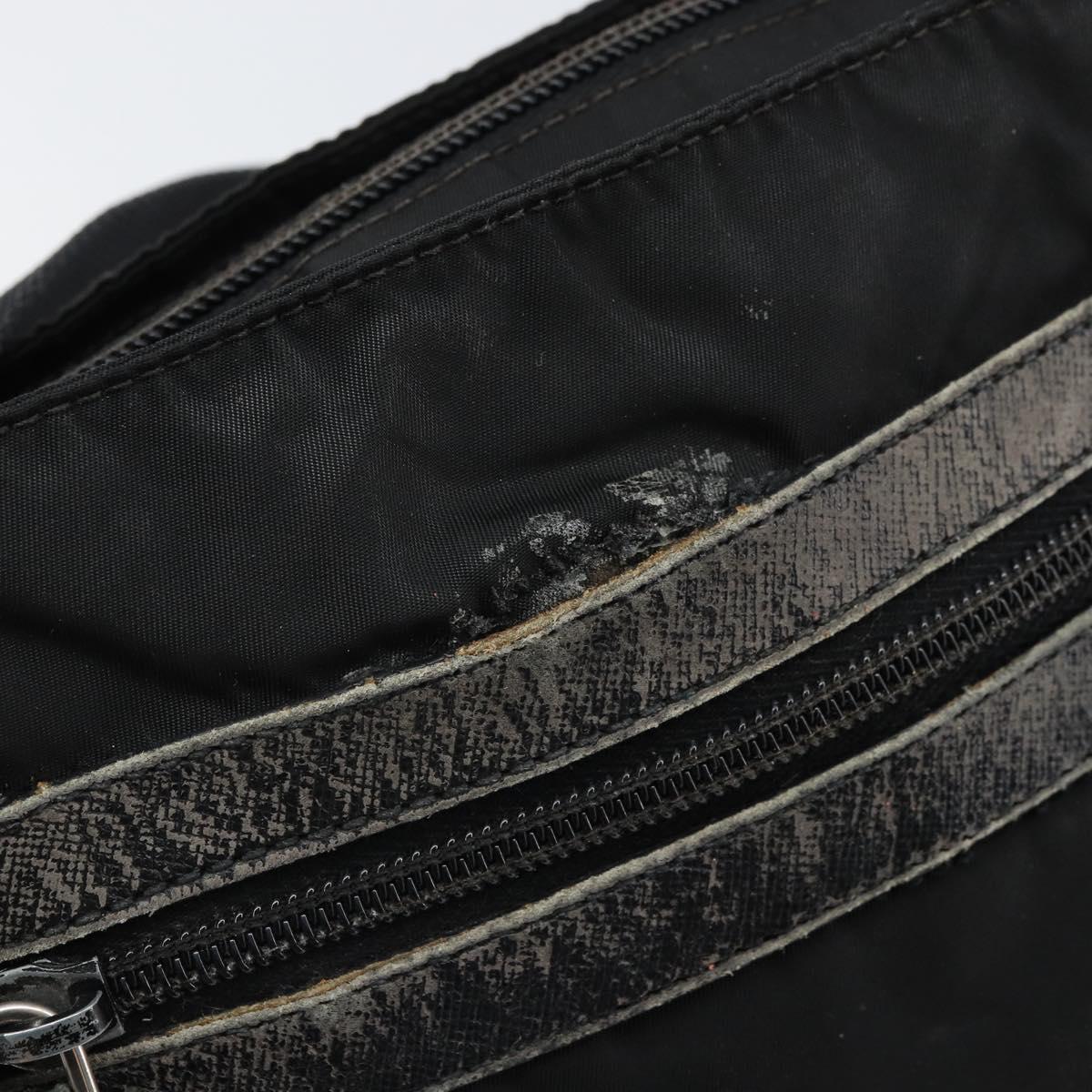 PRADA Shoulder Bag Nylon Black Silver Auth 166754