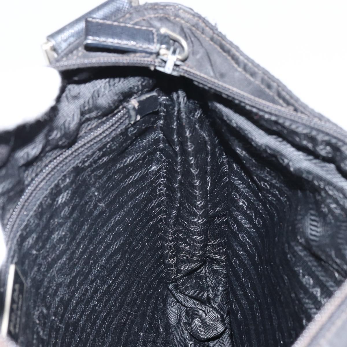 PRADA Shoulder Bag Nylon Black Silver Auth 166754