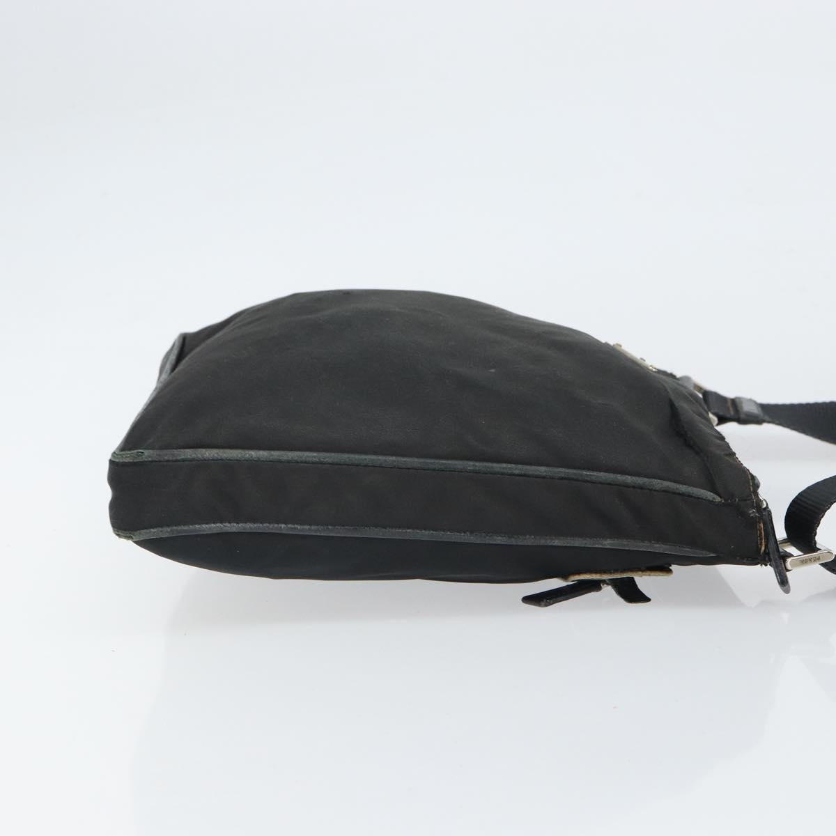 PRADA Shoulder Bag Nylon Black Silver Auth 166754