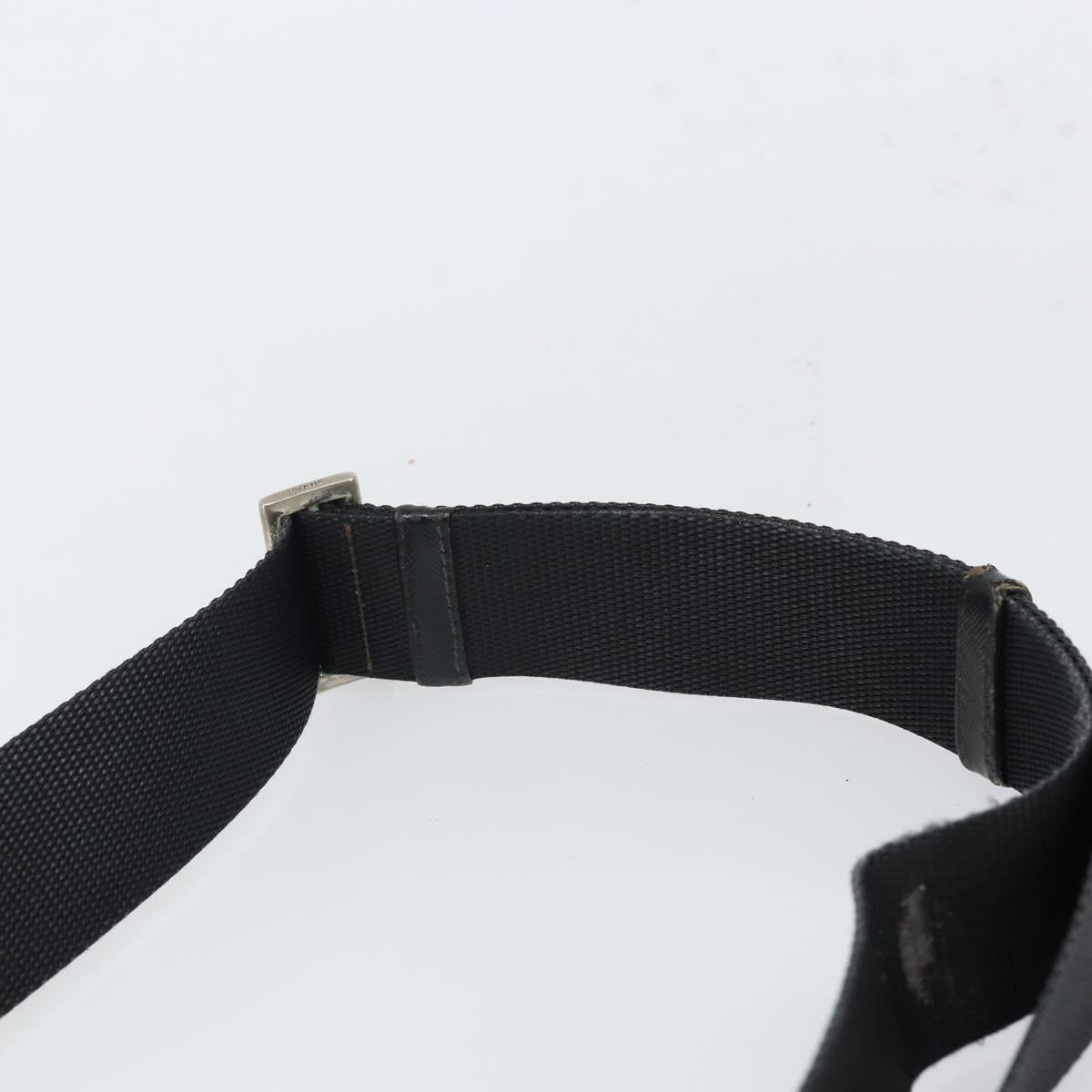 PRADA Shoulder Bag Nylon Black Silver Auth 166754