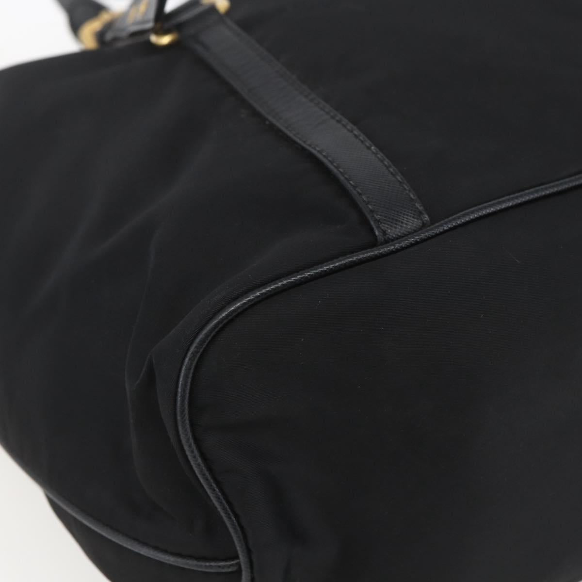 PRADA Tote Bag Nylon Black Gold Auth 166756