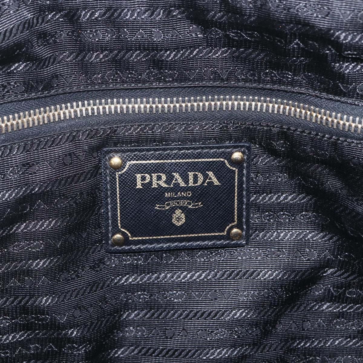PRADA Tote Bag Nylon Black Gold Auth 166756