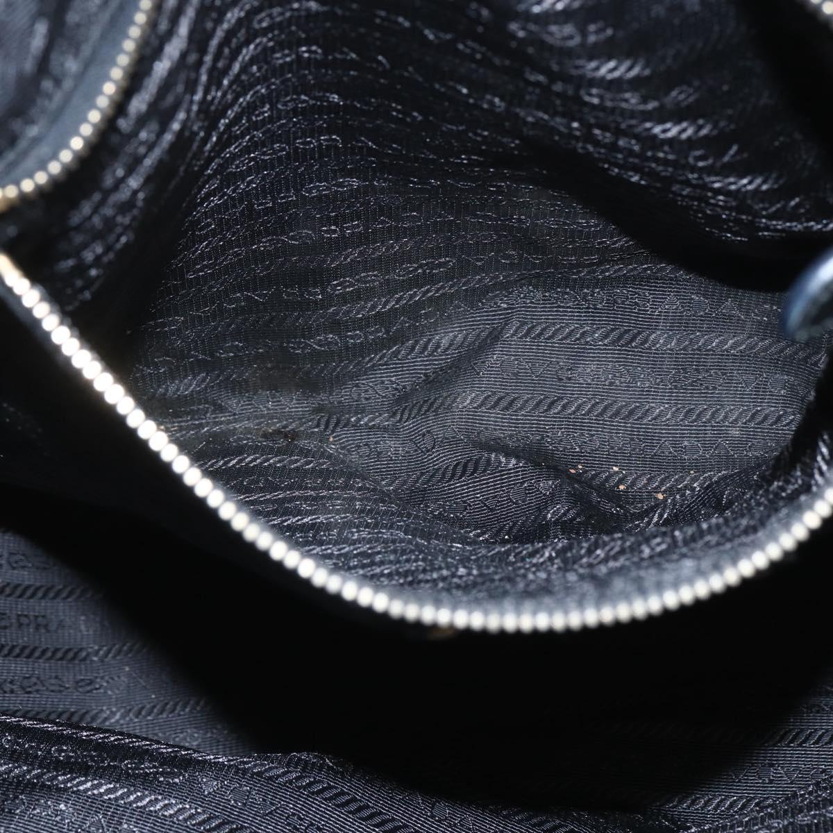 PRADA Tote Bag Nylon Black Gold Auth 166756