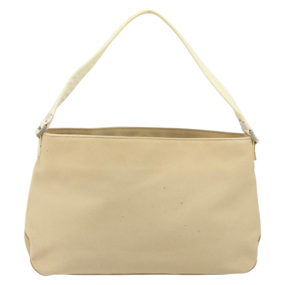 PRADA Sports Shoulder Bag Canvas Beige Silver Auth 166757
