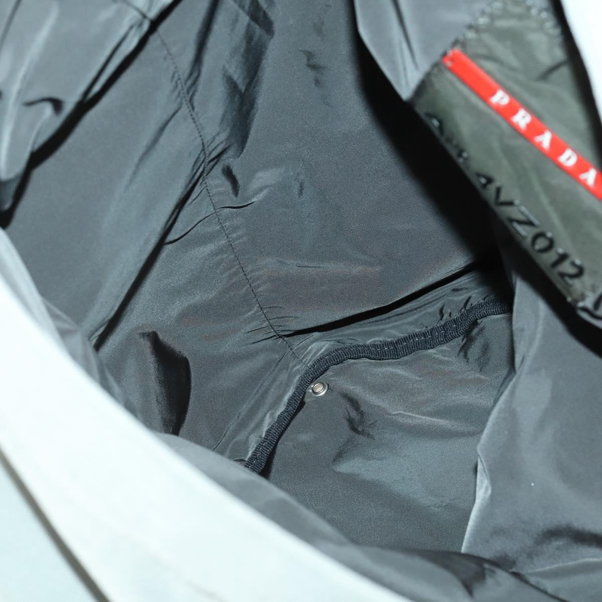 PRADA Sports Shoulder Bag Canvas Gray Silver Auth 166758