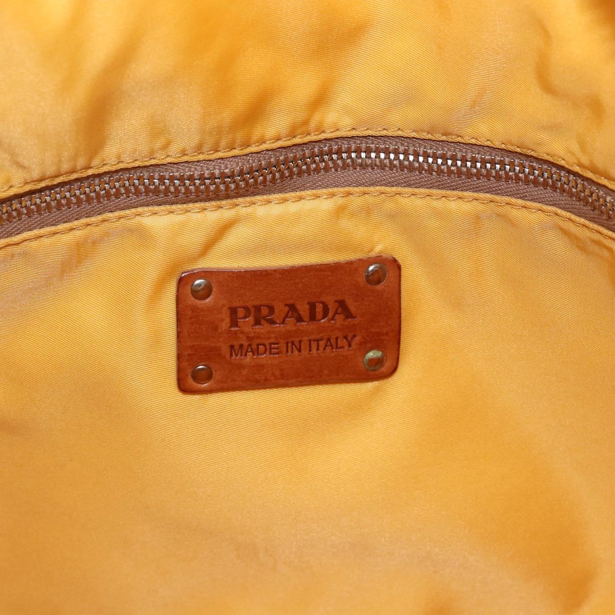PRADA Tote Bag Nylon Yellow Silver Auth 166759