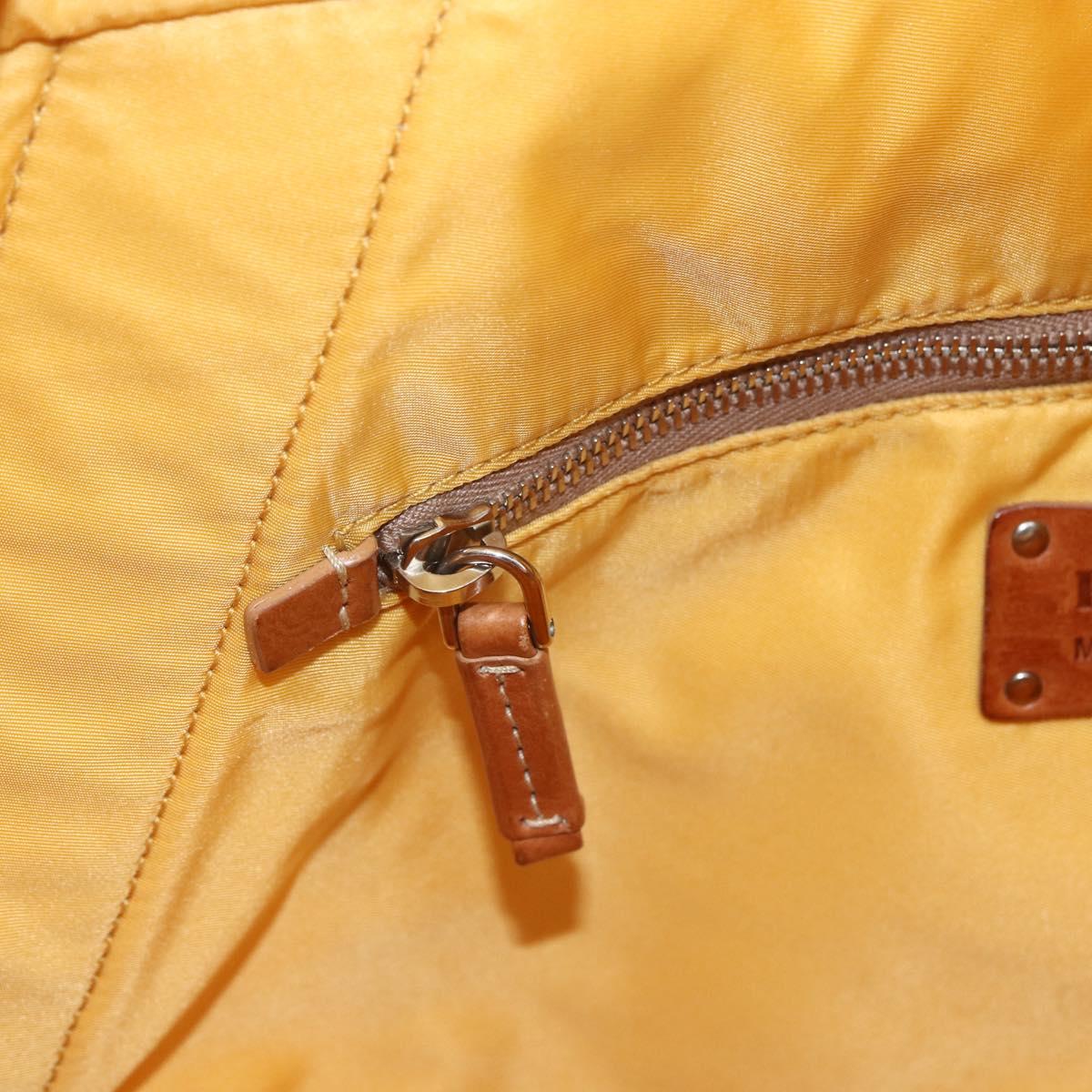PRADA Tote Bag Nylon Yellow Silver Auth 166759
