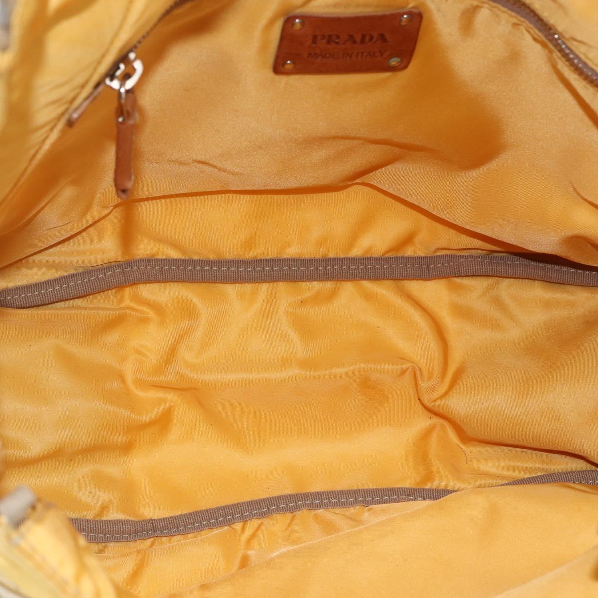 PRADA Tote Bag Nylon Yellow Silver Auth 166759