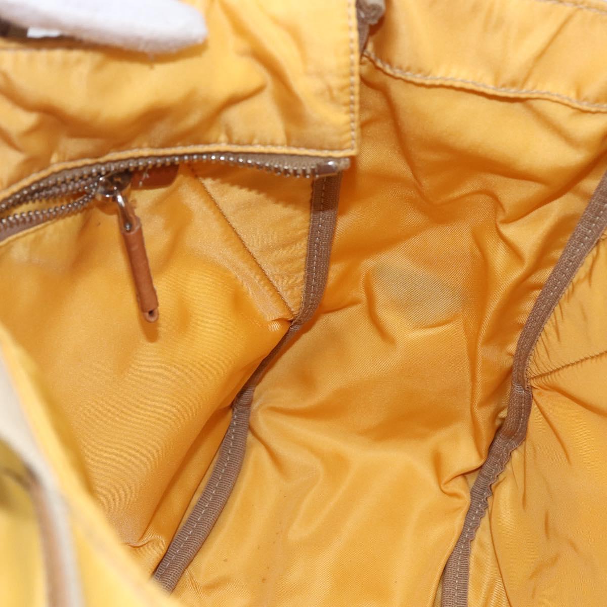 PRADA Tote Bag Nylon Yellow Silver Auth 166759