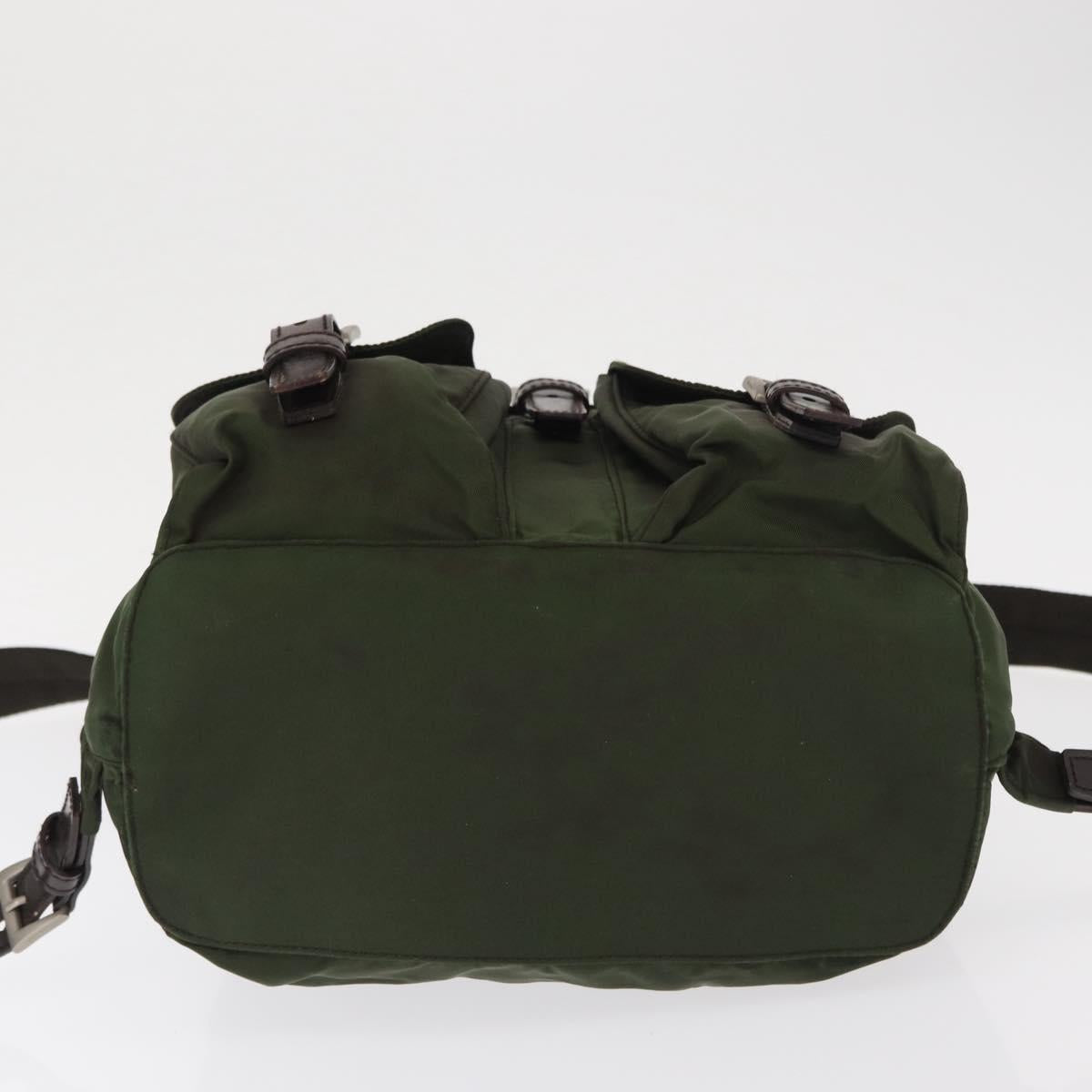 PRADA Backpack Nylon Khaki Silver Auth 166761