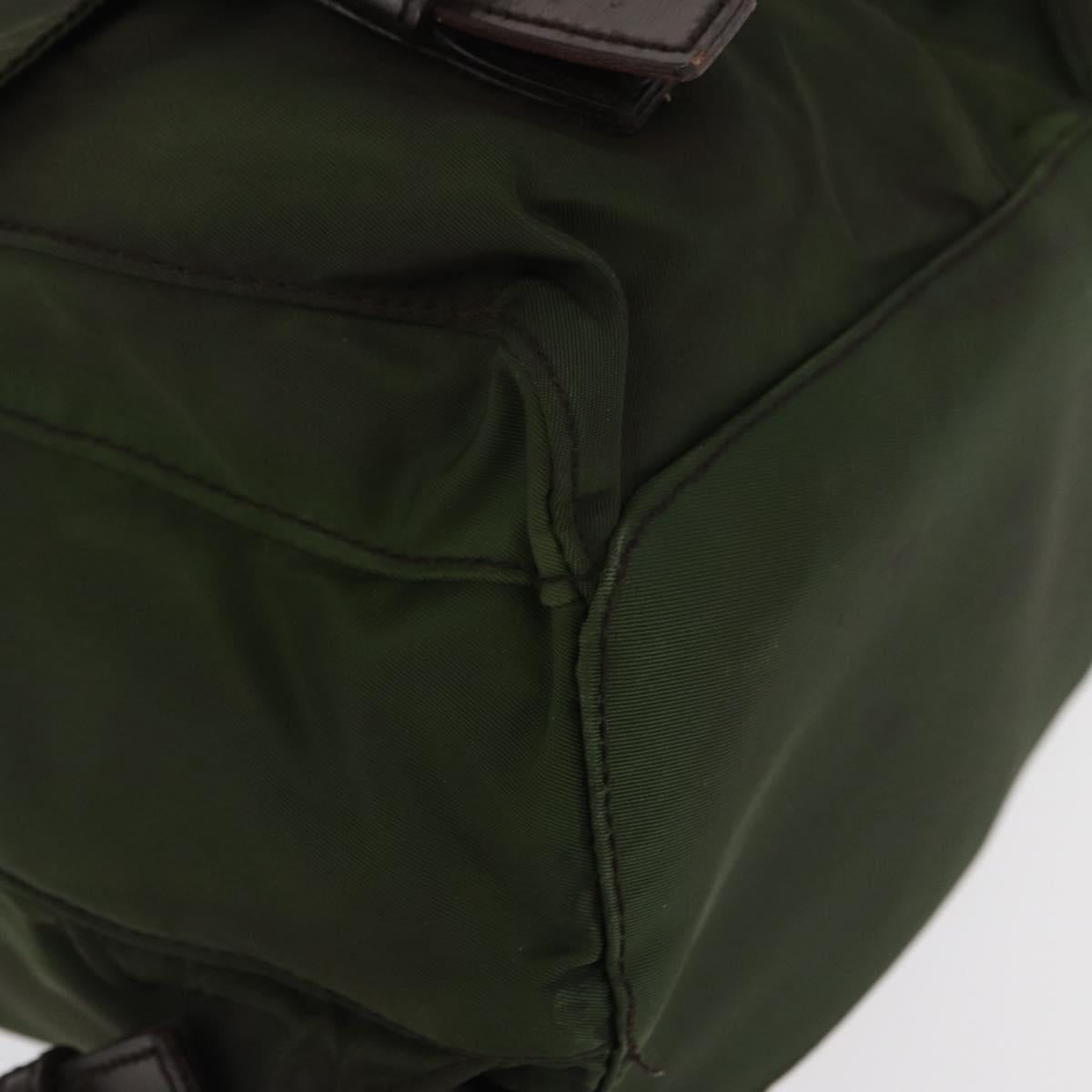PRADA Backpack Nylon Khaki Silver Auth 166761