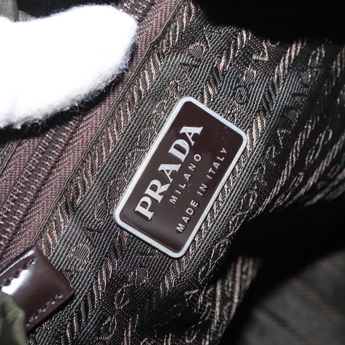 PRADA Backpack Nylon Khaki Silver Auth 166761