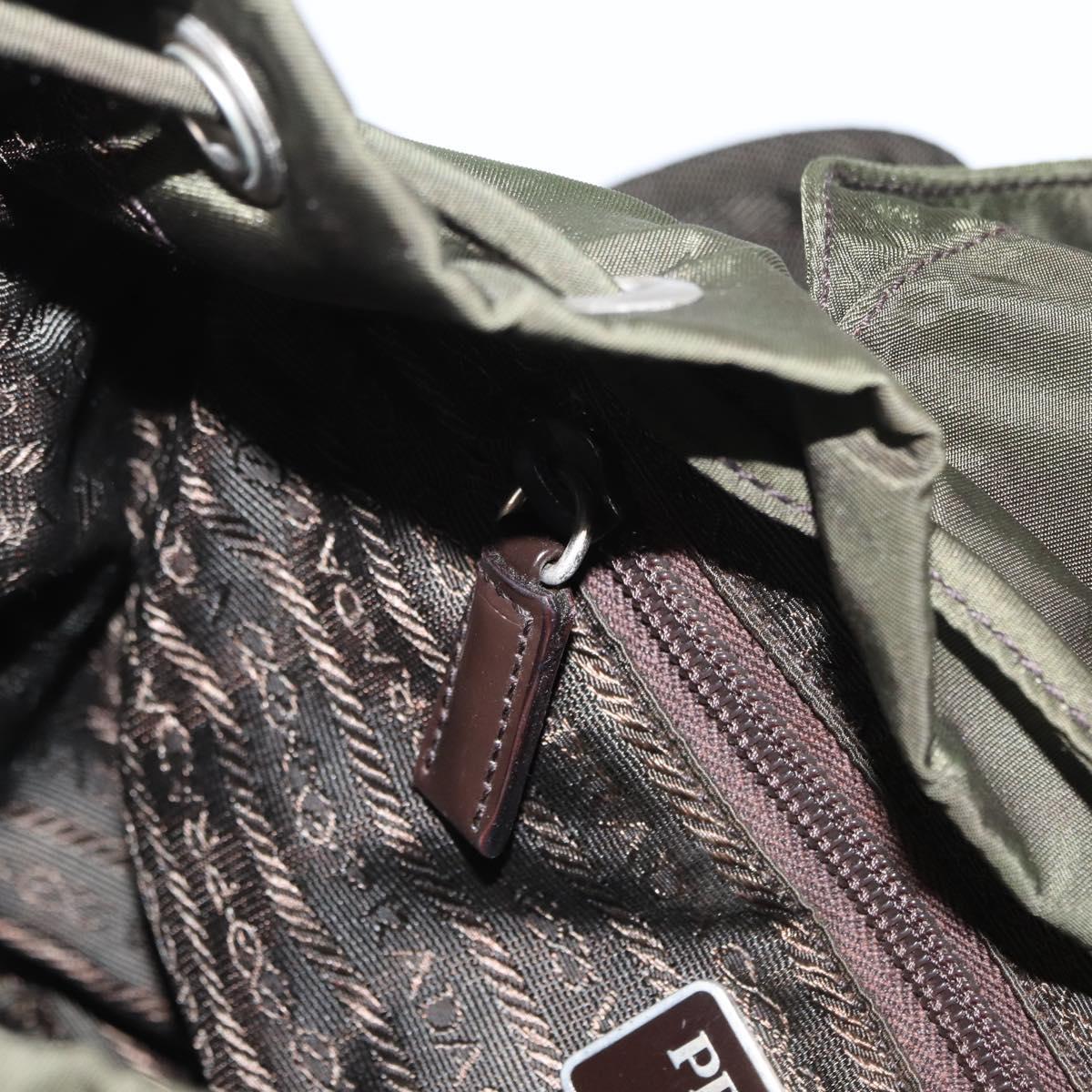 PRADA Backpack Nylon Khaki Silver Auth 166761