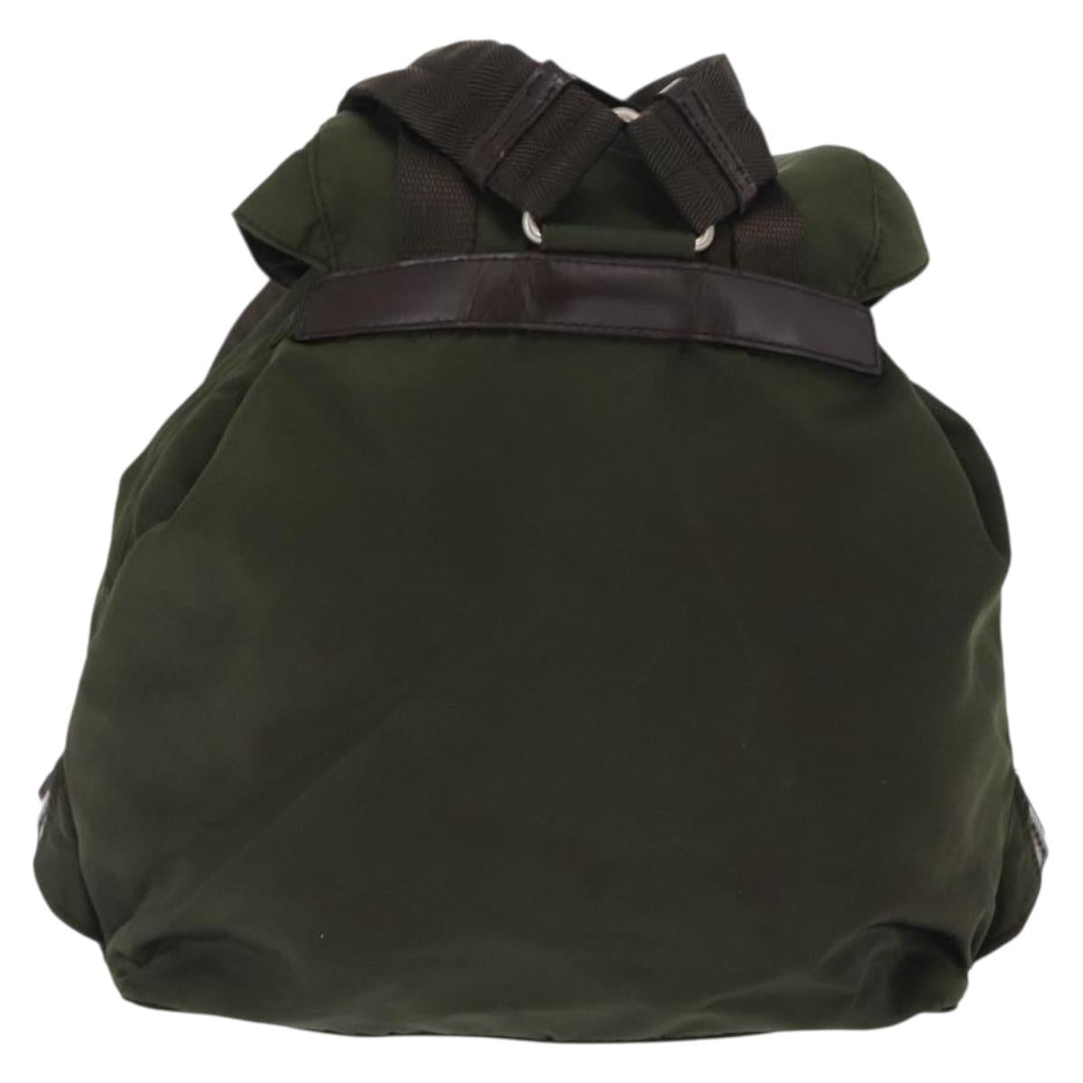 PRADA Backpack Nylon Khaki Silver Auth 166761
