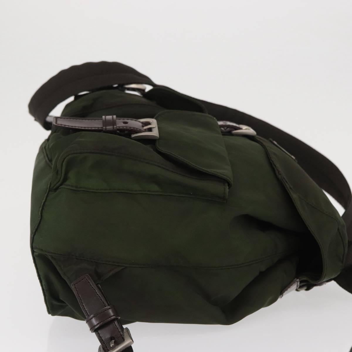 PRADA Backpack Nylon Khaki Silver Auth 166761